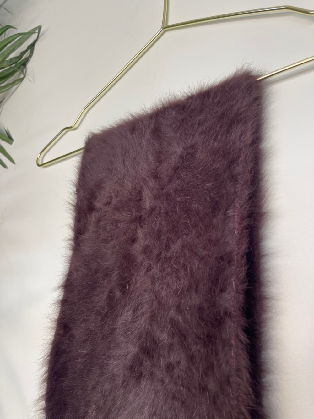 VINTAGE | Genuine Rabbit Fur Knit Scarf | Brown | 50 x 8